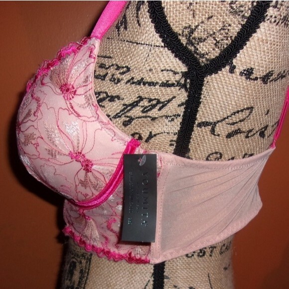Youmita Coral Floral Embroidery Longline 34B Bra NWT - Picture 6 of 9